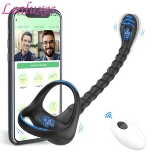 Seks oyuncak masajı bluetooth penis horoz ring ring vibratör anal fiş erkekler için yetişkin oyuncaklar boşalma erkek prostat masajı kablosuz uygulama uzaktan