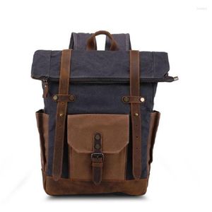 Plecak M310 vintage olej woskowany na płótnie skóra duża pojemność nastolatka podróżująca wodoodporne plecaki 14 -calowe laptopy plecak