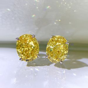 2023 Choucong Saplama Küpe Köpüklü Lüks Takı Gerçek 100% 925 STERLING Gümüş Doğal 8mm*10mm Moissanite Dört Pençe Kadın Düğün Küpe Hediyesi Asla soluk