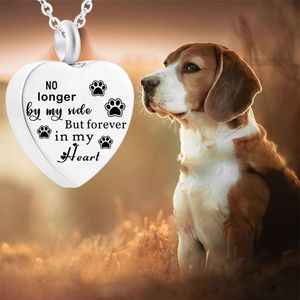 Paws Print Heart Pendnat Necklace Cremation Urn For Pet Memorial Necklace Stainless Steel Keepsake Jewelry With Fill Kit205E