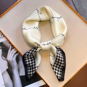 Scarves 2023 Luxury Silk Square Scarf Women Print 70cm Satin Neckerchief Spring Hair Band Foulard Bandana Echarpe Tie Shawl Wraps J230428