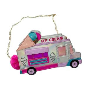 イブニングバッグ愛らしいアイスクリームカーの形ショルダーバッグ女性女子ロリータアクセサリートラベルバッグハンドバッグバケーション財布ストラップバッグ231129
