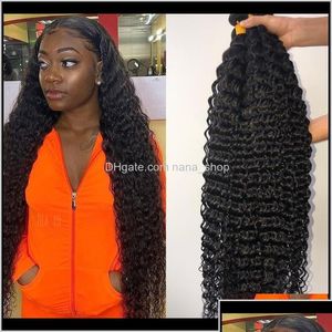 Cabelo Tramas Tramas 30 32 34 36 38 40 Polegadas Onda Profunda Extensões Humanas Brasileiras 1 Pcs Remy Cabelo Weave Bundles Ipp6N V203I Drop Delivery Dhksi