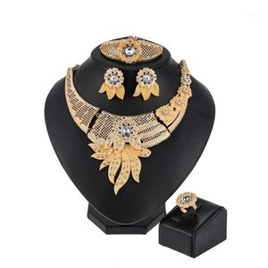 Earrings & Necklace Exquisite Fashion African Women Costume Jewelry Set Nigerian Wedding Designe Dubai Gold Bridal Whole249D