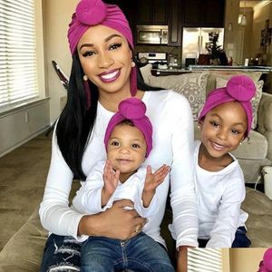 Acessórios de cabelo Senhoras Turbante Bonnet Soild Cor Algodão Top Nó Interno Hijab Caps Africano Twist Headwrap Mulheres Head Wraps India Hat H Dhgws