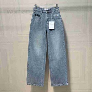 Kvinnors jeans designer hög midja jeans för kvinnors höst och vinter ny högkvalitativ broderade lösa raka benbyxor för bantning trendig look vy4d