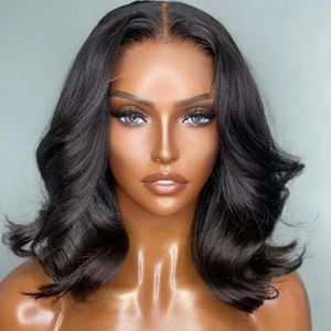 13x4 Lace Frontal Human Hair Wigs Cute Body Wave Brazilian 4x4 Clousre Bob Short For Women MYLOCKME