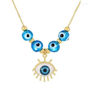 Pendanthalsband Eye Pärled Halsband Fashion Navy Blue Copper harts smycken för kvinnor Cool krage HOMBRE Casual Style Christmas Gift