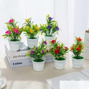 Sacchetti di bustine Fiori artificiali Bonsai Fai da te Decorazioni per la casa Ornamentali Vaso di fiori Bagno Davanzale Mini Vaso Natale Matrimonio Decorati Dhi3N