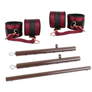 Cockrings bdsm bondage kit justerbar press pärla spridare bar handbojor ankel manschetter fetisch begränsningar set sex leksaker för par kvinnor män 231128