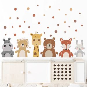 Wandaufkleber, Cartoon-Boho-Tierbabys, Bär, Giraffe, für Kinderzimmer, Kinderzimmer, Schlafzimmer, Zuhause, dekorativer Aufkleber 231128