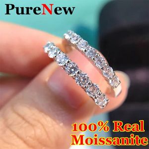 Wedding Rings Pure 07ct Row Ring Women's S925 Silver Plated in 18k White Gold Top Quality Diamond for Women 231128