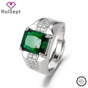 Alyanslar Huisept Erkekler Halk 925 Gümüş Takı Moda Emerald Safir Zirkon Taş Taşları Düğün Nişan Aksesuarları İçin Parmak Yüzükler 231128