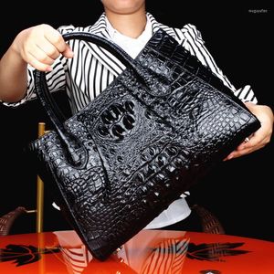 Evening Bags Top Grade Leather Crocodile Pattern Women's Bag Portable Shoulder Fashion Large Capacity Handbag