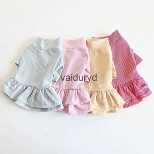 Dog Apparel Striped Cat Bottom Dress T-Shirt Pet Puppy Spring/Summer Clothes Outfit 5 Sizes 4 Coloursvaiduryd