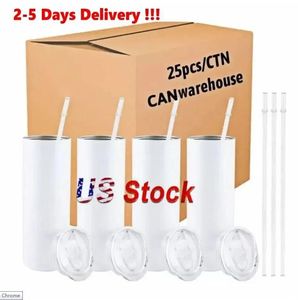 2 Days Delivery 25pc/carton Mugs STRAIGHT 20oz Sublimation Tumbler Blank Stainless Steel Mugs DIY Tapered Vacuum Insulated Car Coffee