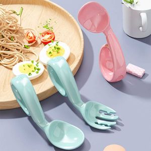 Cups Dishes Utensils 2Pcs Children Learn To Eat Training Spoon and Fork Baby Kids Feeding Utensil Cutlery Tableware Can Be Bent P230314