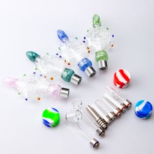 Headshop214 CSYC NC082 Glass Water Bong Smoking Pipes 510セラミッククォーツネイルクォーツバンガーネイル45/90度タートルスタイルダブリグバブラーパイプ