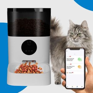 キャッツ犬用6L自動フィーダータイミングwifiコントロールリモートカメラインテリジェントペットスマートフードディスペンサー付きボイスレコーダー