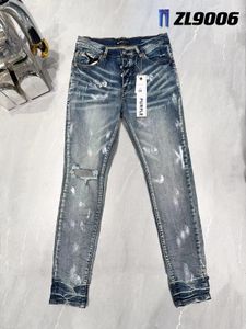 Lila jackor lila-varumärke jeans mens jeans cool stil lyxdesigner denim byxa orolig rippad cyklist svart blå jean smal fit moto 5308