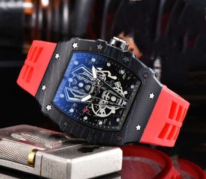 Luxury Designer Watches Men High-quality Diamond Quartz Watch Hollow Glass Back Stainless Steel Watch Case Watch Rubber Strap
