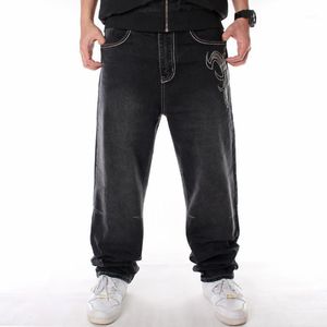 Jeans masculinos Big Hip Hop Hiphop Roupas lavando calças de skate soltas Bordado de bordado de moda