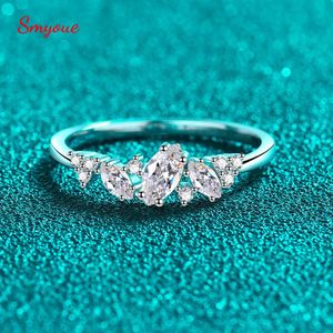 Wedding Rings Smyoue 058cttw Marquise Cut Weeding for Women Double Halo High Quality 925 Sterling Silver Half Band 231128