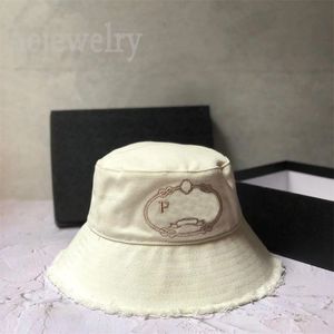 Twill embroidery letter bucket hat mens designer cap white vintage bob luxe denim beach fishing sun proof cappello leisure retro novel luxury hats for women PJ052 C23