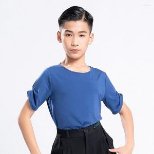 Stage Wear Short Sleeve Design Male Latin Dance Tops For Boy Shirt Cha Samba Dancewear Professional Costume NY04 G5111