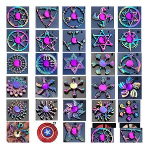 Dekompresja Toy Rainbow Metal Fidget Spinner Star Flower Scl Dragon Wing Ręka dla autyzmu Adhd Kids Adts Antistres Toy Edc Drop Deliv Dhywj