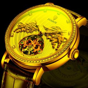 Wristwatches Brand 3d touros de touradas clássicas homens relógios retrô automáticos relógios mecânicos relógios genuínos de couro impermeabilizado relógio de relógio