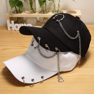 Ball Caps Baseball For Men Metal Ring Decoration Solid Cotton Hiphop Cap Visors Boy Girl Summer Street Snapback Sun Hats