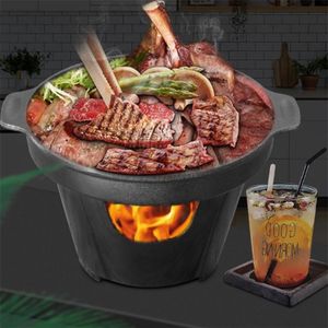 Small Barbecue Stove KoreanStyle Household kitchen OnePerson Outdoor BBQ Smoke JapaneseStyle Small Roasting Pot MeatTool 22060305l