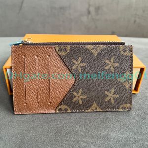 Couro Genuíno M30271 4 Slots de Cartão Titular Luxurys Designers Moda Homens Moeda Titulares de Cartão Zíper Compartimento Feminino CardHolder Flor Marrom Longo Carteiras Chave Bolsa