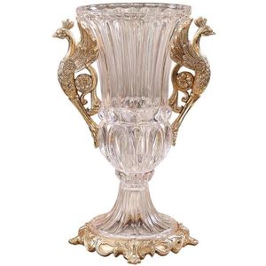 Vasos criativo vidro pavão vaso estilo europeu decoração de casa moderna flores secas interior planta titular vaas flor eh50va266a
