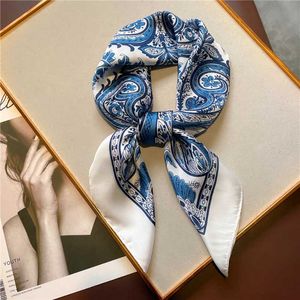 Scarves Flower Print Satin Shawl Silk Scarf Women Luxury Neck Tie Female Hair Had Wrist Foulard Head Scarves Kerchief Hijab Bandana J230428