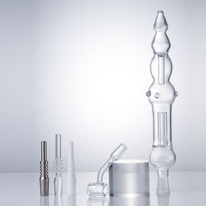 CSYC NC013 Dab Rig Glass Bong Calabash Style Smoking Pipes About 10.7 Inches Tube Clear Water Perc Bubbler Pipe 14mm Quartz Ceramic Nail Clip Super Long Bubblers