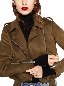 Womens Leather Faux Women Autumn Winter Thick Fake Suede Jackets Sashes Lady Matte Motorcycle Coats Biker Zipper Pocket Streetwear 231129