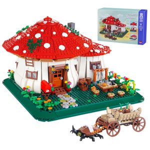 クリスマスおもちゃのサプライ2233pcsおとぎ話マッシュルームハウスビルディングブロックMoc Village Architecture Micro Mini Assemble Bricks Girl Kids Birthday Gifts 231128