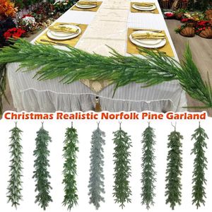 Faux blommig grönare jul tall girland konstgjord singel gaffel norfolk för bord eldstad vägg hem dekoration 231128