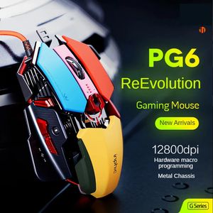 Tangentbordsmuskombinationer PG6 Computer USB Wired Gaming Mice RGB Silent 5500 DPI Mekanisk med 9 -knapp för PC Laptop Pro Gamer 231128