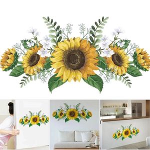 Wall Stickers JJYY 1PC 60cmx30cm Painted Sunflower Green Plant Flower for Kids Room Bedroom Decoration Decal 231128