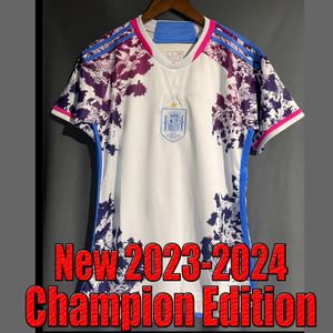 2023-2024 Espanha Seleção Nacional de Futebol Jersey azul roxo Salma Paralluelo Mariona Caldentey Catalina Coll Hernandez Fan Edition Jersey Masculino Edição Campeã