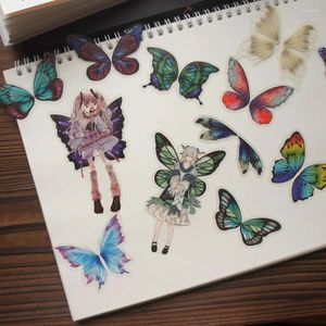 Gift Wrap 44pcs Collect Green Blue Gray Butterfly Wing Style PVC Sticker Scrapbooking DIY Packing Label Decoration Tag