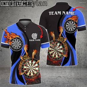 Herrpolos Personligt namn Fire Darts Team Multilcolor 3D Printed Polo Shirt Men/Women Perfekt gåva för älskare toppar unisex tee-333