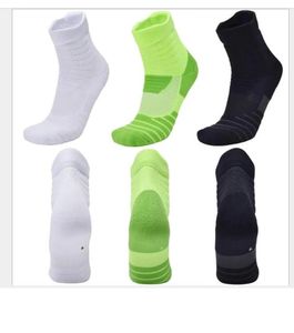 Mid-fat basketstrumpor män och kvinnor elit sportstrumpor handdukar botten strumpor svart, vit och grön