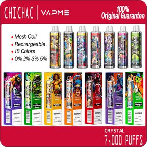 Vapme Crystal 7000 Puflar Tek Kullanımlık Vape Kalem Puf 7k E Sigara 18 Tatlar Mesh Bobin Şarj Edilebilir Vapers Buharlaştırıcılar