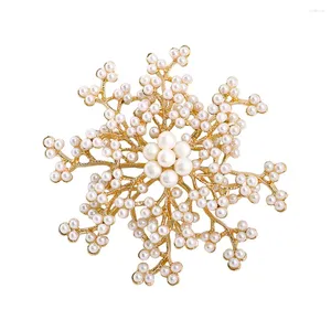 Broschen Schneeflocke Perlenbrosche Große Blumenform Exquisite Frauen Schmuck Kragen Kleid Schal Pin Für Hochzeit Büro