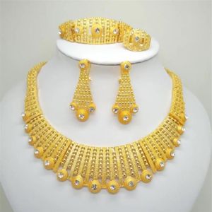 Set di gioielli color oro Dubai per collana grande da donna africana accessori da sposa italiani314N