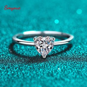 Bröllopsringar Smyoue White Gold 05ct 5mm Hjärtskuren ring för kvinnor S925 Solid Silver Lab Diamond Band Luxury Jewelry GRA 231128